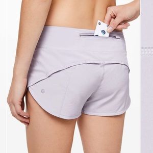 Lululemon silver lilac shorts 2.5